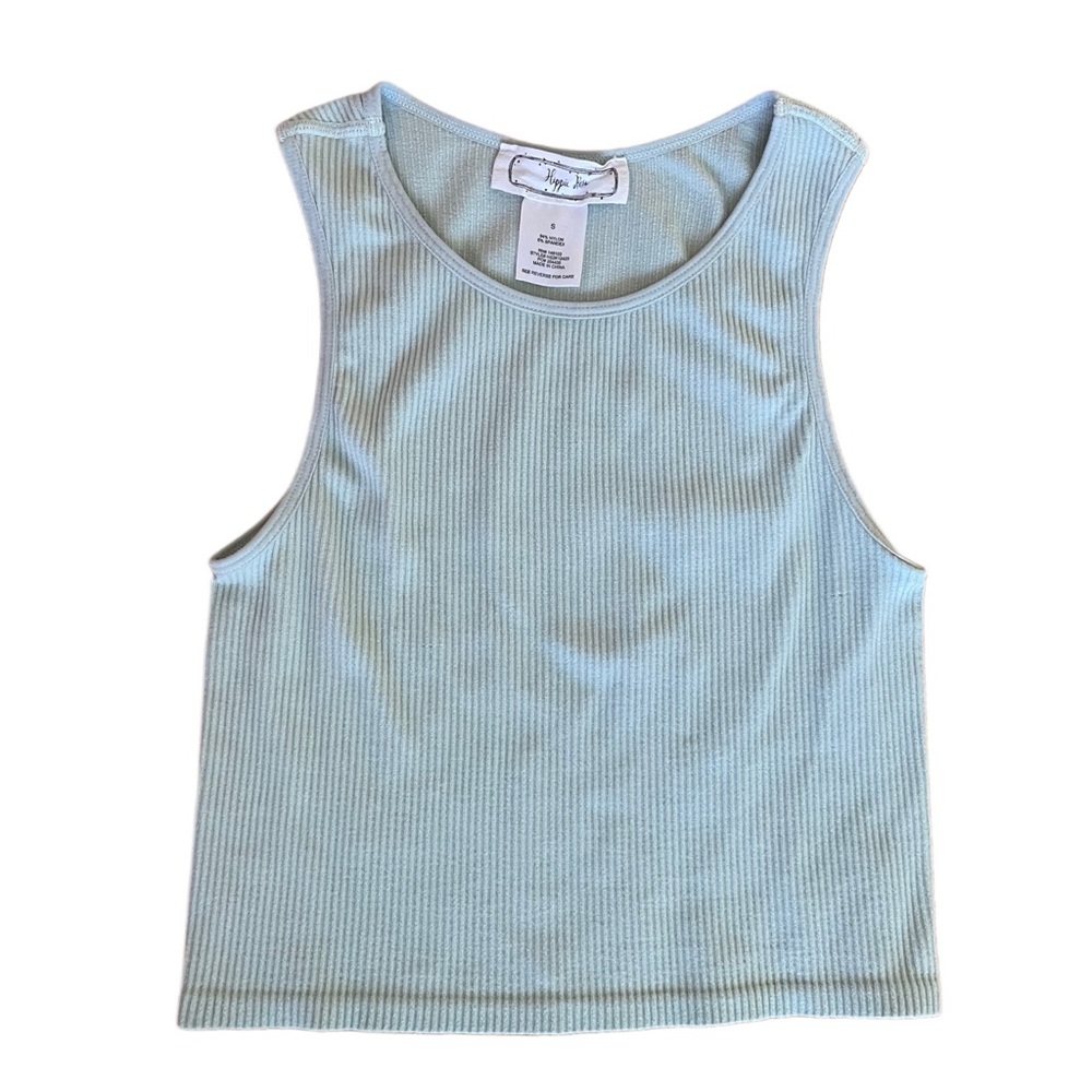 Hippie Rose Light Blue/Green Ribbed Tank Top